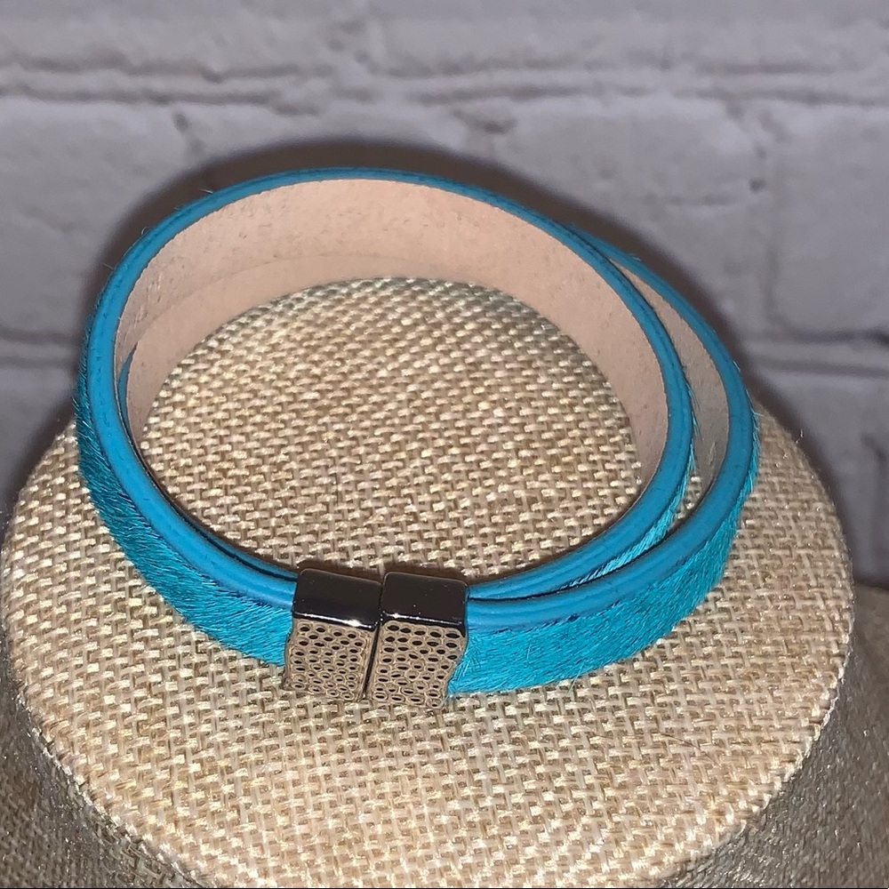 Rustic Cuff Double Wrap Calfskin Turquoise